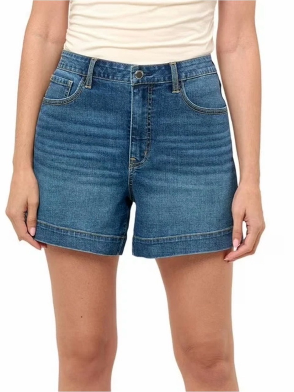 Rebecca Minkoff Mid-Rise Blue Denim Shorts - Picture 5 of 11